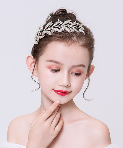 Épingle à cheveux pour enfants en alliage d'or rose style bohème avec feuille de zircon IU050