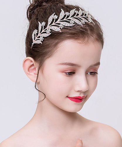 Épingle à cheveux pour enfants en alliage d'or rose style bohème avec feuille de zircon IU050