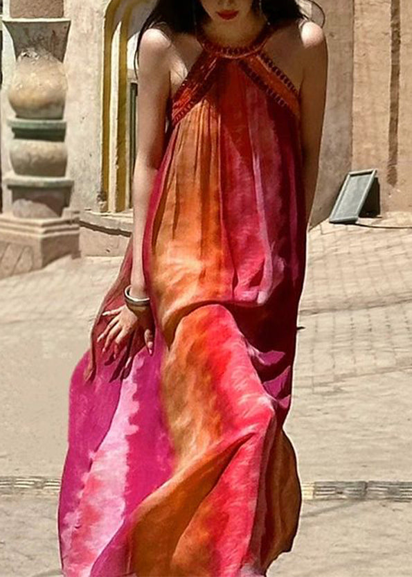 Boho Tie Dye Vacation Dresses Sleeveless YZ031