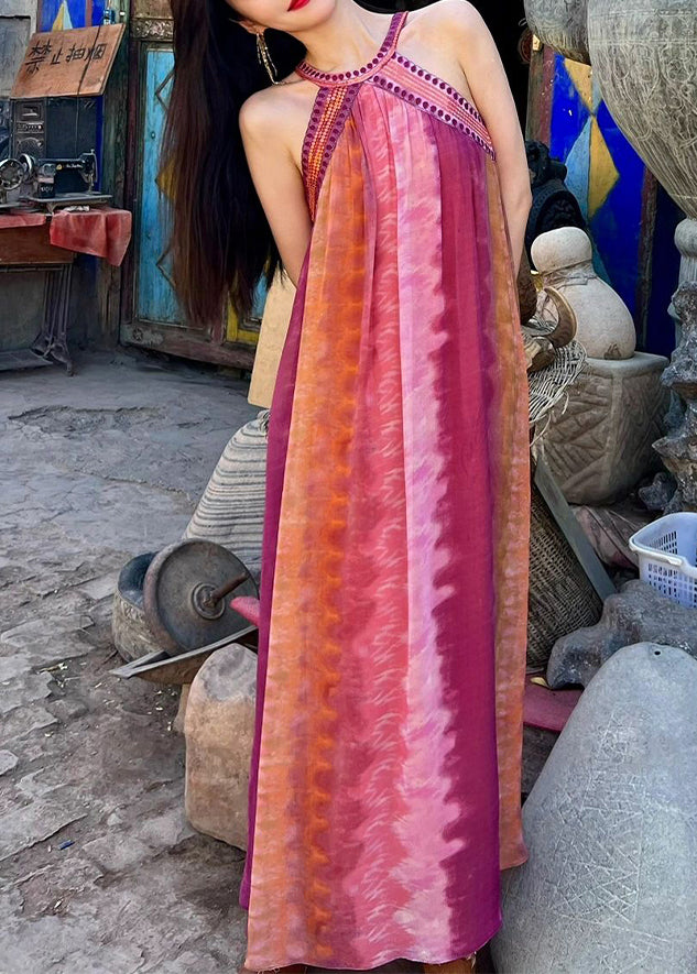 Boho Tie Dye Vacation Dresses Sleeveless YZ031