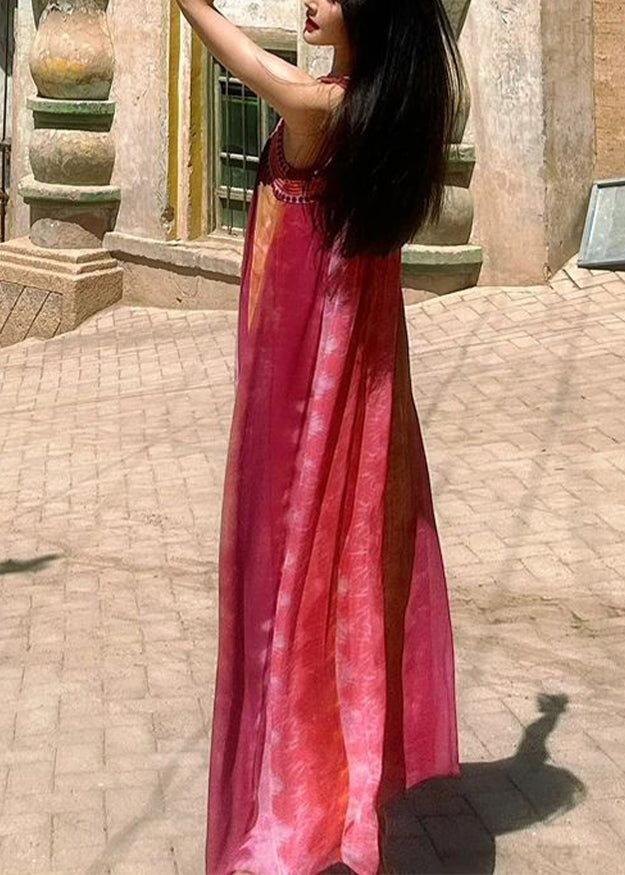 Boho Tie Dye Vacation Dresses Sleeveless YZ031