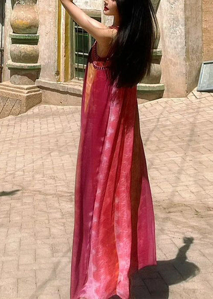 Boho Tie Dye Vacation Dresses Sleeveless YZ031