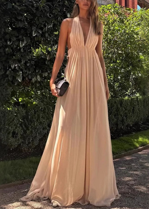 Sommer Neckholder Rückenfrei Boutique Apricot Kleider