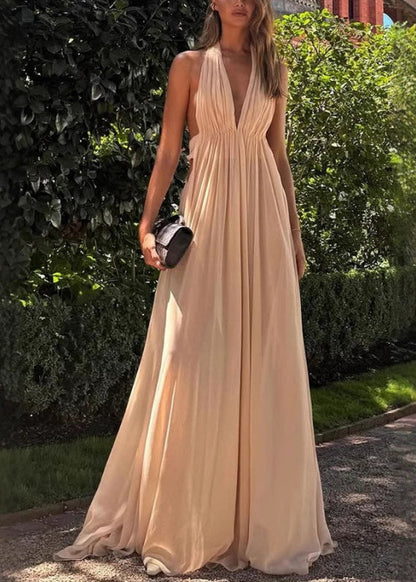 Sommer Neckholder Rückenfrei Boutique Apricot Kleider