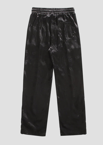 Pantalon d'été en soie glacée Jacquard à poches noires pour homme YT031