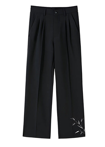 Boutique Pantalon Long D'été En Soie Glacée Imprimé Poches Noires YT060