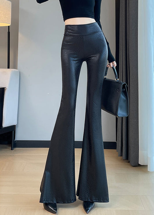 Pantalon à pattes d'éléphant noir style serpentine, collection printemps YP033