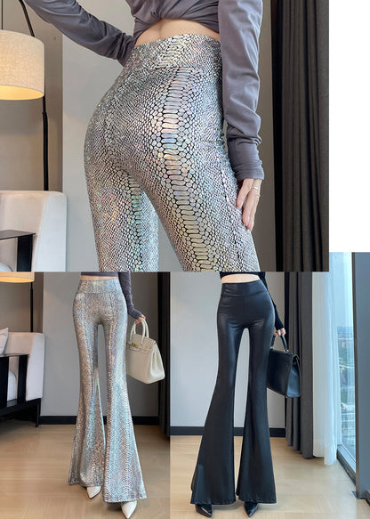 Pantalon à pattes d'éléphant noir style serpentine, collection printemps YP033