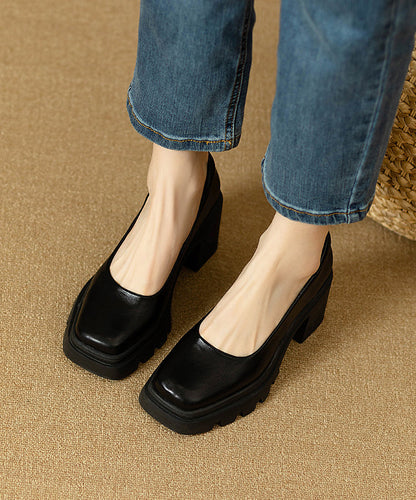 Shoes Heel Black Comfortable Splicing Boutique Chunky