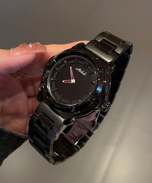 Schwarzes Quarzuhrwerk aus Stahllegierung, Boutique-Uhren aus Edelstahl