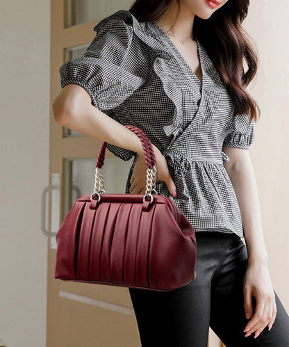 Black Bag Wrinkled Boutique Leather Tote Durable Calf