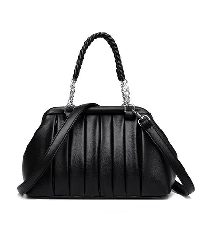 Black Bag Wrinkled Boutique Leather Tote Durable Calf