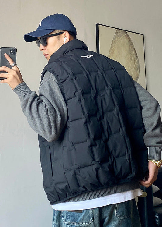 Boutique Schwarze Entendaunenweste mit Reißverschluss für Herren, Winter TK018