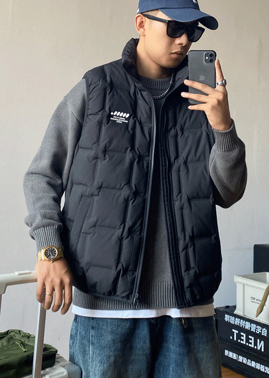 Boutique Schwarze Entendaunenweste mit Reißverschluss für Herren, Winter TK018
