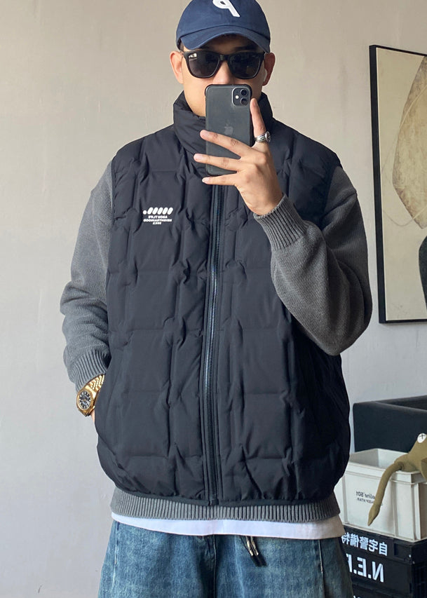 Boutique Schwarze Entendaunenweste mit Reißverschluss für Herren, Winter TK018