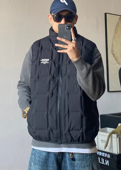 Boutique Schwarze Entendaunenweste mit Reißverschluss für Herren, Winter TK018