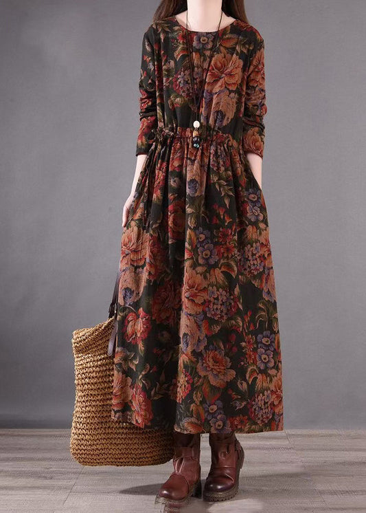Kleid mit figurbetontem Urlaubsprint Boutique Cotton Spring Brown