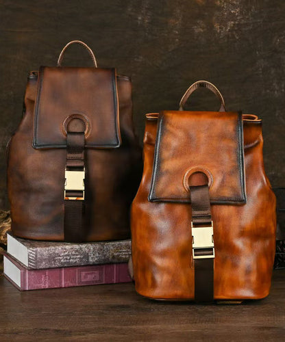 Calf Backpack Brown Capacity Bag Large Boutique Leather