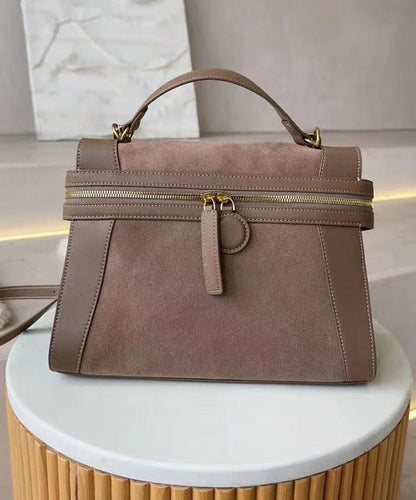 Sac messager zippé en similicuir marron Boutique UU1087