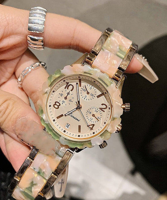 Boutique Colorblock Saphirglas Patchwork Uhr QU004