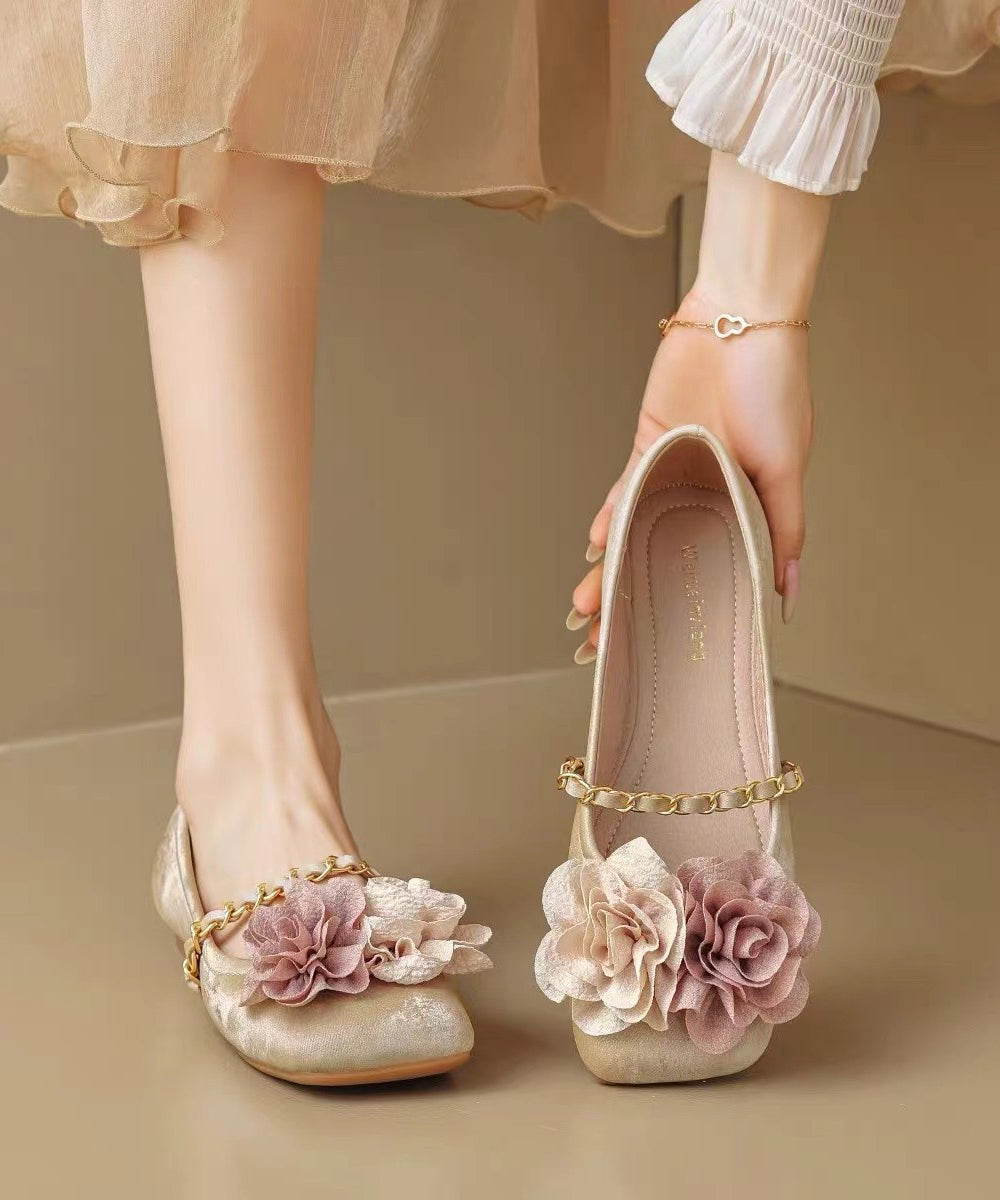 Boutique Bequeme Spleißen Floral Beige Flats Schuhe AA031