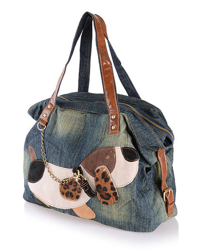 Sac à main en toile patchwork bleu denim Boutique MM088