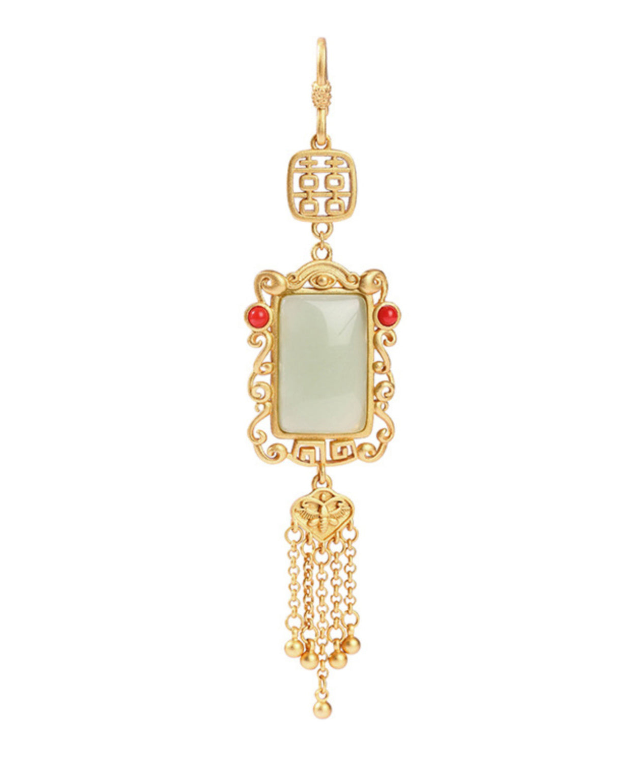 Boutique Gold Antike Gold Jade Achat Quaste Broschen KX1080