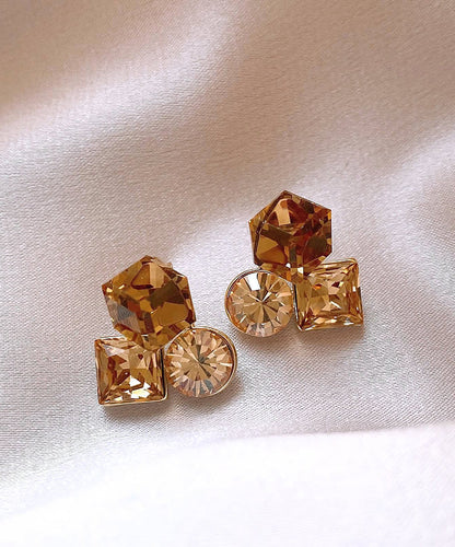 Boutique Gold Copper Alloy Crystal Stud Earrings YD004