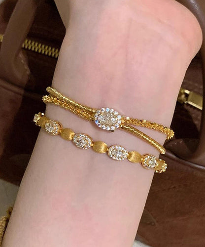 Overgild Silver Sterling Boutique Zircon Set Piece Two Gold