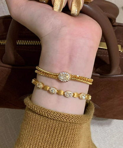 Overgild Silver Sterling Boutique Zircon Set Piece Two Gold