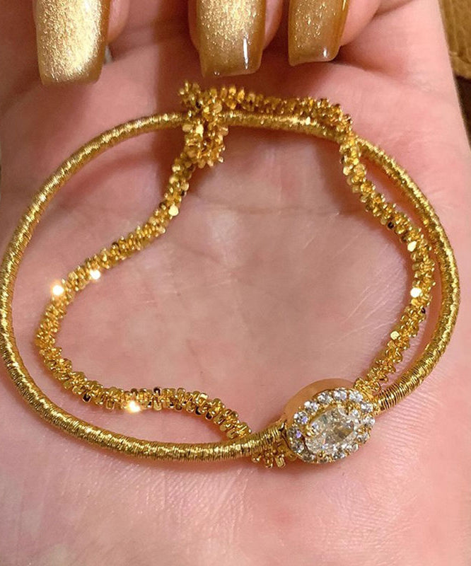 Overgild Silver Sterling Boutique Zircon Set Piece Two Gold