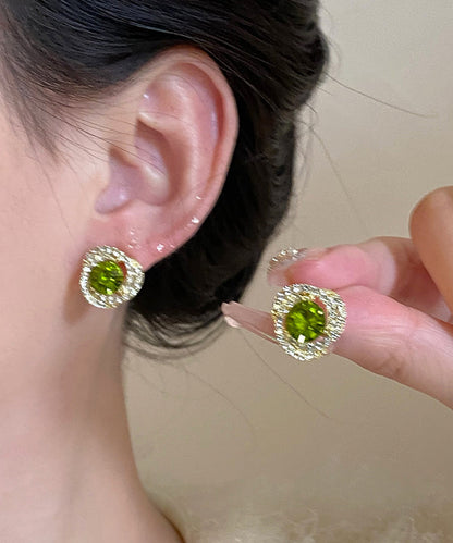 Boucles d'oreilles à tige en cristal de zircon vert Aloy Boutique QD015