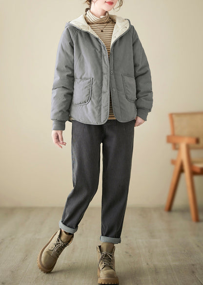 Boutique Graue Taschen Feine Baumwolle Gefüllte Hoodies Oberbekleidung Frühling TI007