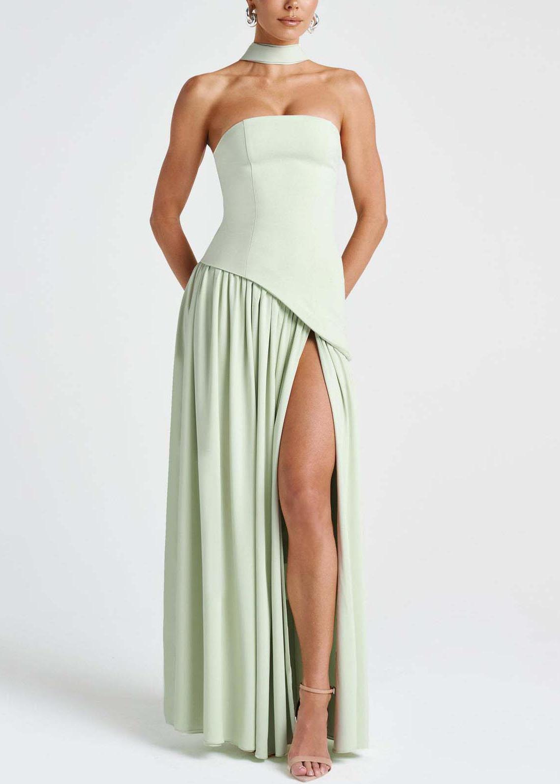 Robes d'été Green Side Light Boutique, écharpe ouverte sans bretelles