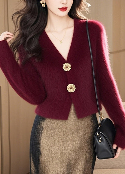 Cardigans en tricot de coton boutonnés à col en V de la boutique Mulberry, printemps TO029