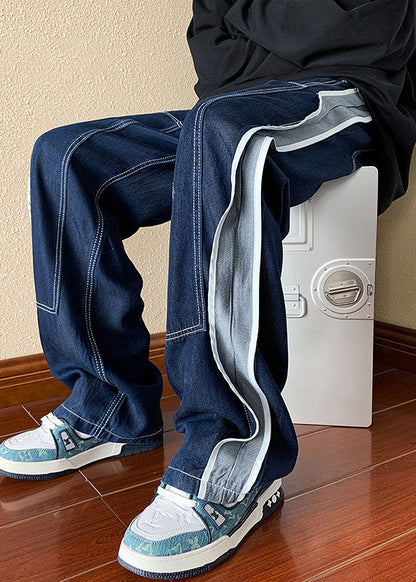 Vêtements en jean pour hommes Pantalons Boutique Surdimensionné Patchwork Printemps Bleu marine