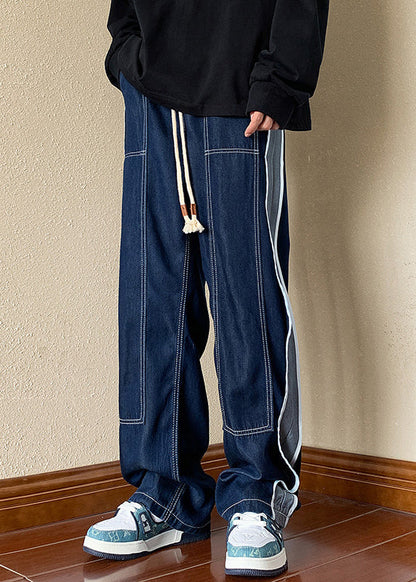 Vêtements en jean pour hommes Pantalons Boutique Surdimensionné Patchwork Printemps Bleu marine