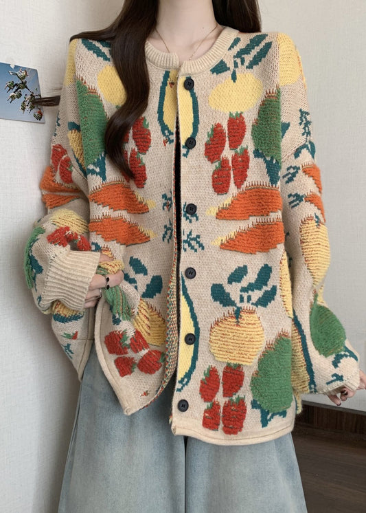 Boutique O Hals Bestickte Jacquard Strick Lose Strickjacken Winter RG021