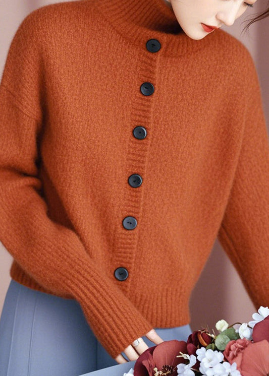 Boutique Orange Stehkragen Knopf Strick Cardigans Frühling TO009