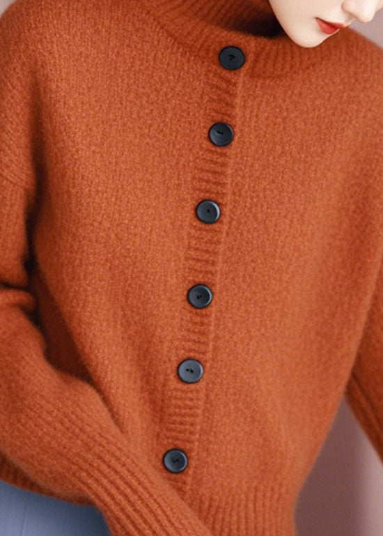 Boutique Orange Stehkragen Knopf Strick Cardigans Frühling TO009