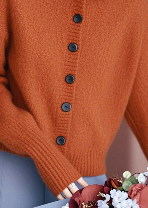 Boutique Orange Stehkragen Knopf Strick Cardigans Frühling TO009