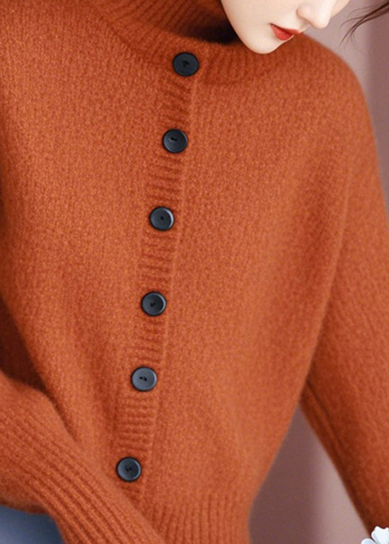 Boutique Orange Stehkragen Knopf Strick Cardigans Frühling TO009
