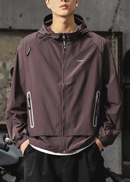 Mens Purple Summer Boutique UPF 50+ Coat Zippered Hooded