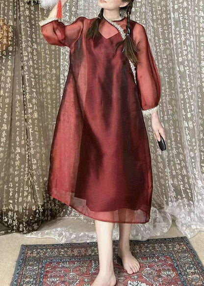 Boutique Robes Rouges En Dentelle Et Patchwork En Organza Été FF015