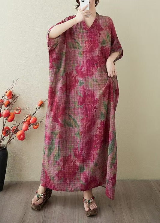 Übergroßes rotes Krawattenkleid Boutique Dye Sommerurlaub Baumwolle