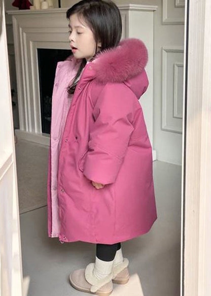 Boutique Rose Veste matelassée zippée à col en fourrure pour fille Hiver WL025