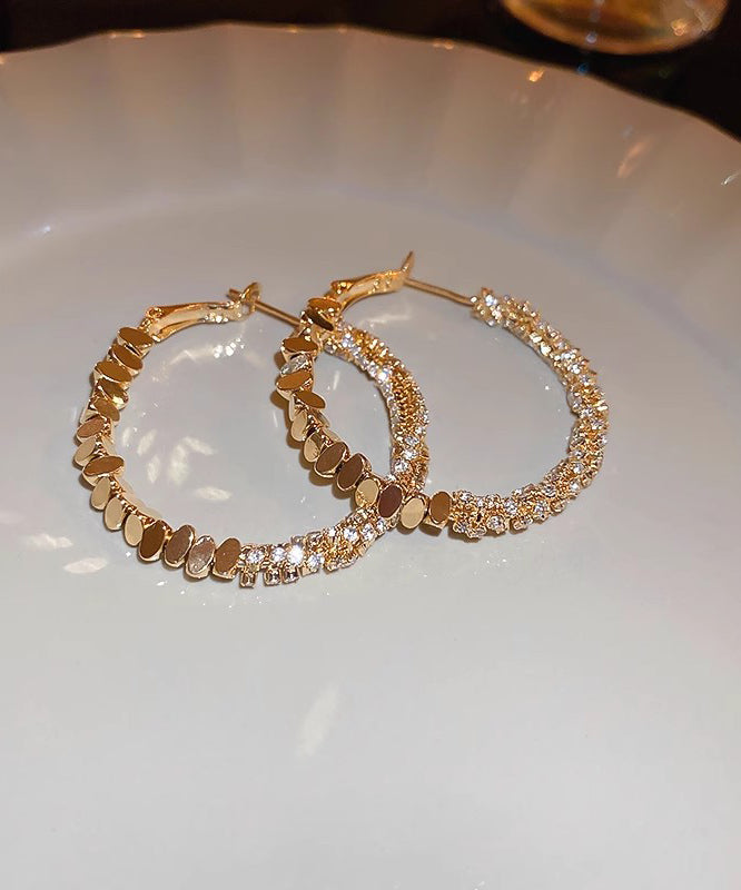 Boutique Silk Copper Zircon Small Bits Of Silver Hoop Earrings ZZ038