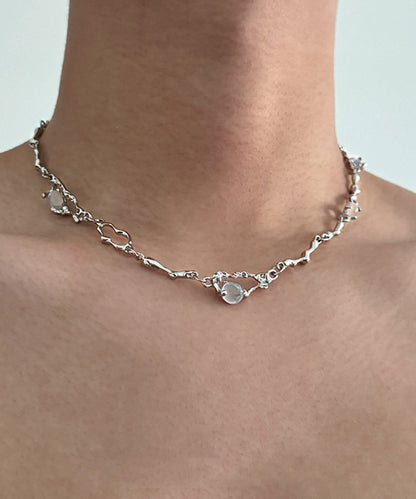 Pendentif asymétrique en pierre de chat en soie, œil en acier inoxydable