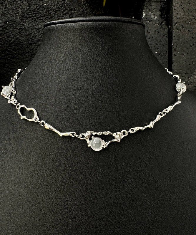 Pendentif asymétrique en pierre de chat en soie, œil en acier inoxydable