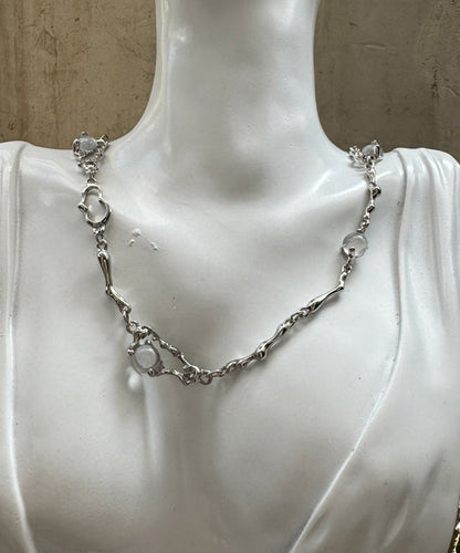 Pendentif asymétrique en pierre de chat en soie, œil en acier inoxydable